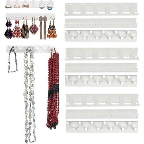 9 in 1 Adhesive Wall Hanging Shelf Jewelry Necklace Rings Earrings Keys Display Stand Rack Holder Organizer Rack Sticky Hooks