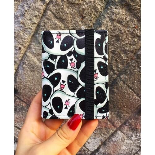 Panda Heart Logo Card Holder PVC Card Women Wallet Clear Short Purse Mini Money Wallet Card Holder Unisex Zipper Wallets