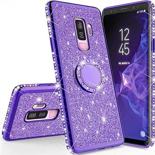 Magnetic Car Bracket Glitter Diamond Case For Samsung Galaxy S20 S10 S8 S9 Plus A5 A7 2018 A6 A8 Note 8 9 Bling 360 Ring Cover