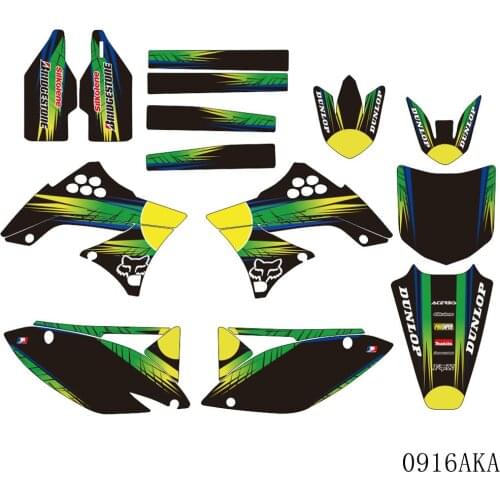 Full Graphics Decals Stickers Motorcycle Background Custom Number 3M For KAWASAKI KXF 450 KX450F KX 450F KXF450 2009 2010 2011