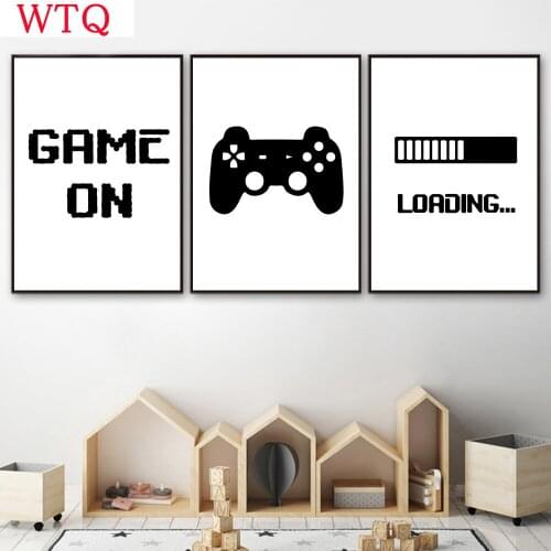 Game Loading Canvas Poster Gaming Wall Art Print Gamer Quotes Wall Painting Boys Room Decorative Picture Baby Kids Room Decor