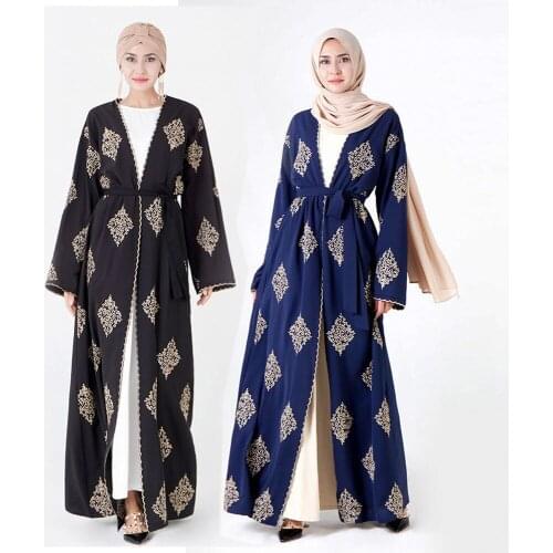 New Muslim Women Dress Embroidery Maxi Dress Turkish Abaya Kimono Open Abaya Robe Dubai Muslim Dress Women Ramadan Kaftan SL1739