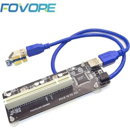 PCIE PCI-E PCI Express X1 to PCI Riser Card Bus Card High Efficiency Adapter Converter USB 3.0 Cable for Desktop PC ASM1083 Chip