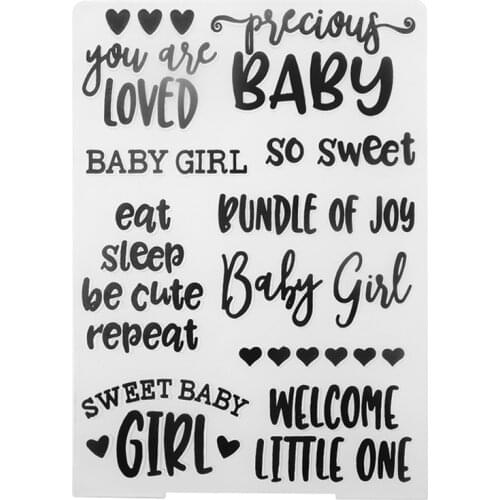 Baby Girl Words Phrases Plastic Template Craft Embossing Folders for DIY Scrapbooking Album and Paper Card Making Decor Supplies