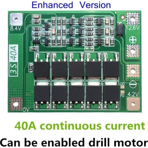 3S 40A Li-ion Lithium Battery Charger Protection Board PCB BMS For Drill Motor 11.1V 12.6V Lipo Cell Module