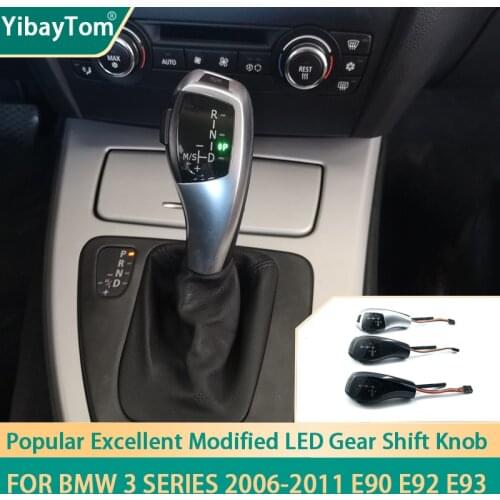 Excellent Modified Replacement Facelifted Carbon Fiber Pattern Led Gear Shift Knob for BMW 3 Series 2006-2011 E90 E92 E93 LHD