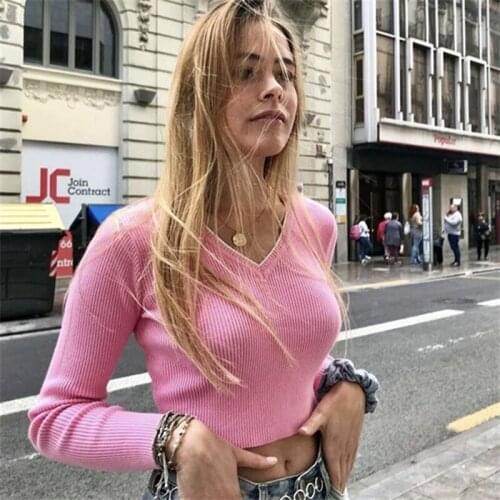 Spring Autumn Women Sexy Knit Top Women Long Sleeve Crop Top Streetwear Green Blusas Ladies Tops Korean Fashion Top Streetwear