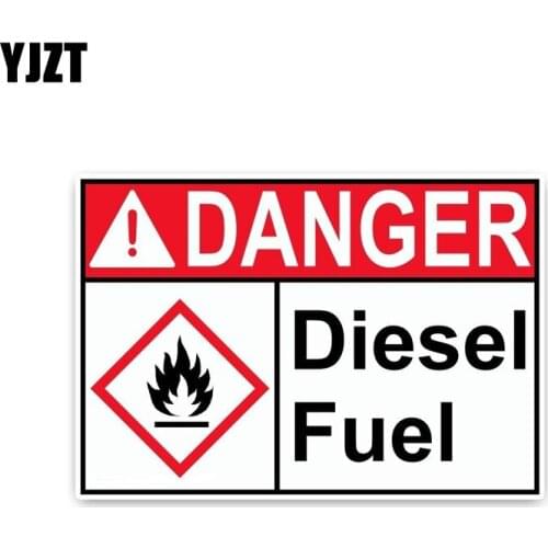 YJZT 16*11CM Personality DANGER DIESEL FUEL Warning Signs PVC Graphical Car Sticker Decal C1-8309