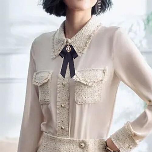 SUQI New Fashion 6PCS/Pack Womens Ribbon Bow Neck Brooches Pins Jewelry For Women Brooch Tie For Students Girls Ceremony 2021