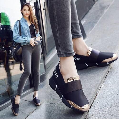 2021 Women Femine Slip-On Casual Thicken Soft Soled Plimsolls Moccasin Zapatillas Flat Lazy Leisure Flattie Shoes