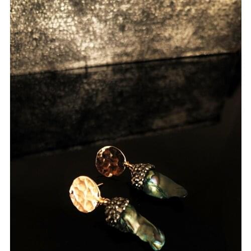 Dr Stone Natural Stone Women 'S pearl Stone Rose Gold Plated Earrings RYL52