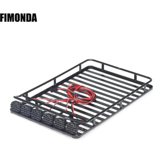 1/10 RC Crawler Metal Roof Rack Luggage Rack with Lights for Traxxas TRX4 Axial SCX10 Wraith D90 D110 TAMIYA CC01 Upgrade Parts
