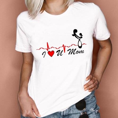 2021 Summer T-shirts Funny Electrocardiogram graphic t shirt Summer Short Sleeve Femme Fashion Top 90s Girl Harajuku T-shirt