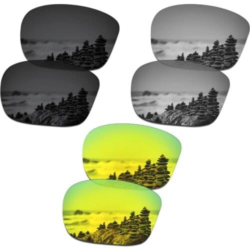 SmartVLT 3 Pairs Polarized Sunglasses Replacement Lenses for Oakley Sliver F Stealth Black and Silver Titanium and 24K Gold
