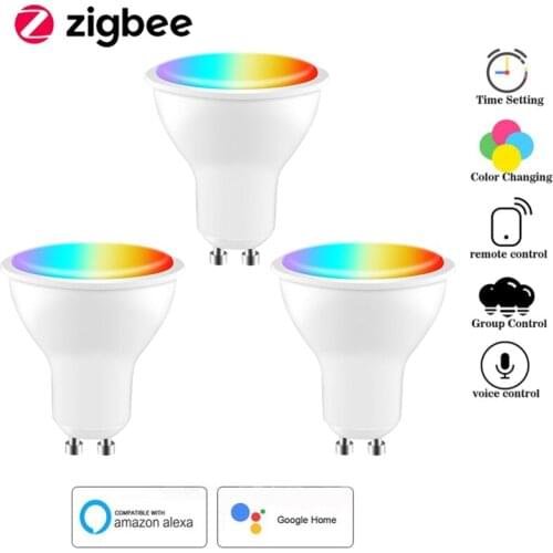 3pcs Tuya ZigBee WiFi Smart Light Bulb Gu10 RGB LED Lamp Dimmable With Spotlight APP Work With Alexa Google Home Siri Control