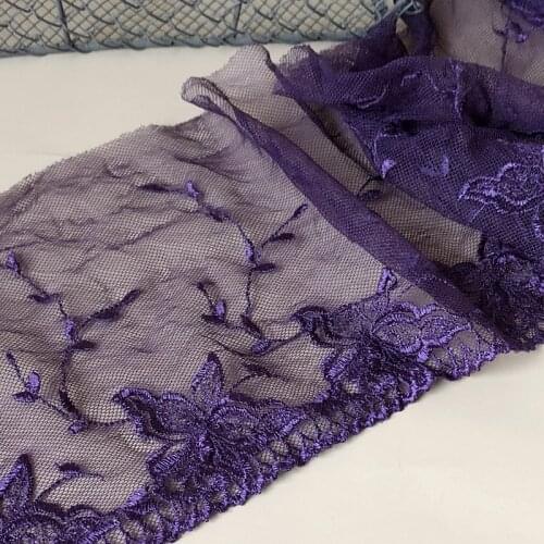 40Yards Embroidery Lace Trim Purple Fabric Mesh Net 16cm Width DIY Craft Sewing Supplies Skirt Hem Decoration Accessories Dolls