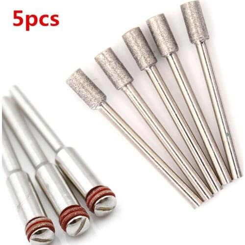 5Pcs/set Hot New Cylindrical Diamond Glasses Jade Burr Bits Carving Polishing Rotary Tools3/5/10/45mm