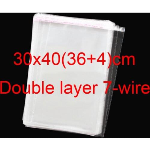 500pcs Wholesale 30x36+4cm OPP self adhesive bag,Double layer7wire,clothing bag transparent packaging bag