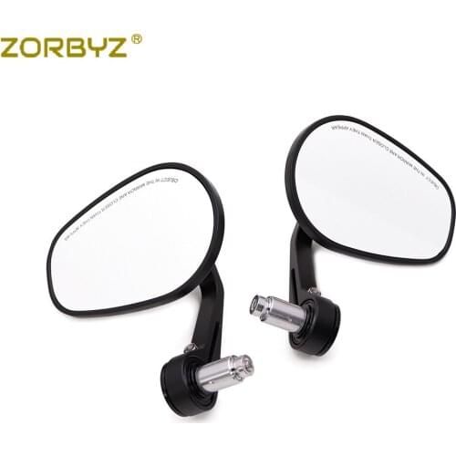 ZORBY Motorcycle 7/8"22mm Black Oval Handle Bar End Rearview Side Mirror For Honda Susuki Yamaha Cafe Racer
