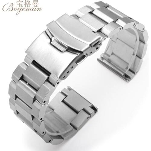 Black Stainless Steel Watchbands Bracelet 18mm 20mm 22mm 24mm Solid Metal Watch Band Men Strap Accessories+tool+Free shipping