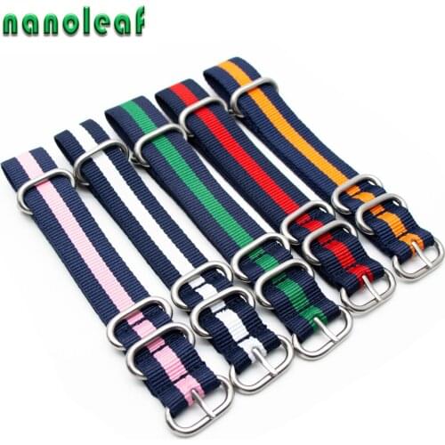 Stainless Steel Silver 5 Ring Watchband High Quality Nylon Watchband For NATO Watch Strap Sports Men Bracelet Accessories