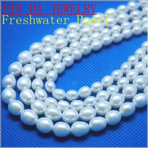 Cultured Freshwater Pearl Beads Accessories DIY beads rice shape 9-10mm 14.5" length hole 0.8mm Grade AA 1 strand