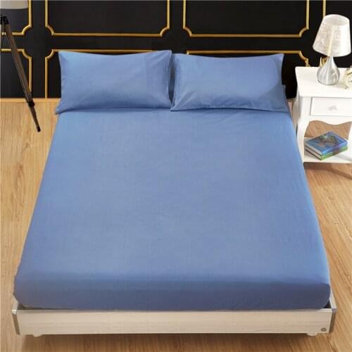 Home Anti-Slip Mattress Protector Cover Solid Color Fully Wrapped Fitted Bed Sheet with Elastic For Adult Twin Full Queen King