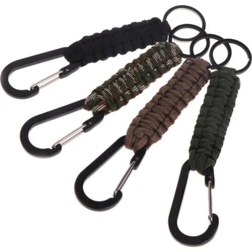 EDC Climb Keychain Tactical Outdoor Survival Tool Carabiner Hook Parachute Cord