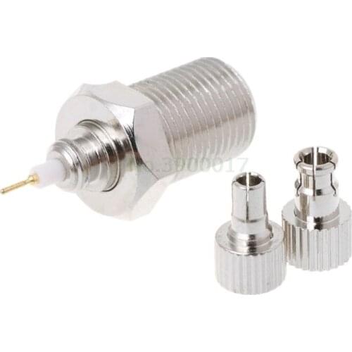 F Female To TS9 & CRC9 Male Plug Coaxial Adapter RF Connector Nickel Plated