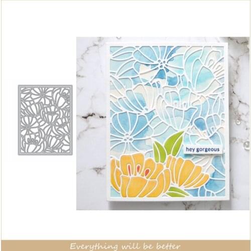 Kind Of Lotus Flower Blossom Square Rectangle Frame Metal Cutting Dies For Scrapbook Handicraft New Template Make Cards DIY Die