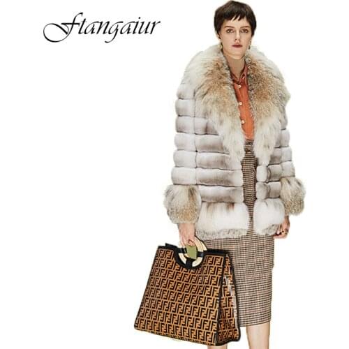 Ftangaiur Gray Fur Coats