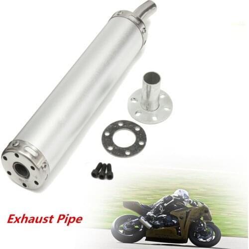 290mm Length Universal Stainless Steel Motorcycle Race Steel Exhaust Muffler Silencer Pipe For Street Scooter