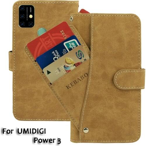 Leather Wallet UMIDIGI Power 3 Case 6.53" Flip Retro Luxury Front Card Slots Cases Cover Power 3 UMIDIGI Magnetic Phone Bags