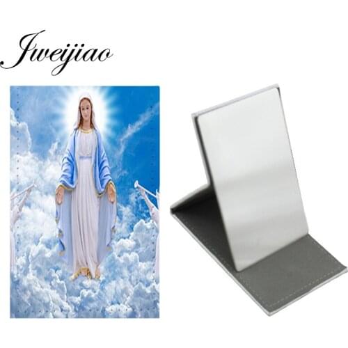 Youhaken Creative Religious Pattern Makeup New Small Mirror Stainless Steel Leather Girls Pocket Mirror Makeup Mirror