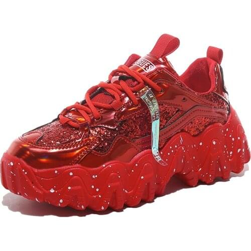 Sneakers Women Spring 2021 Fashion Sequined Cloth Bling Breathable Round Toe Leisure Chunky Women Shoes Tenis Feminino