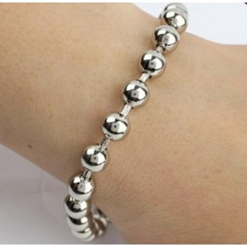 7.87"*6mm Cool Silver color Ball Beads Chain 316L Stainless Steel Men Bracelet Bangle, Loss Price For Hot Sale