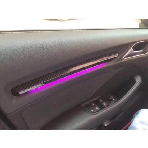 Car Door LED Lamp Cover Trim Carbon Fiber Color 4Pcs For Audi A3 8V 2014-2019 S3 Auto Interior Ambient Light Decoration ABS
