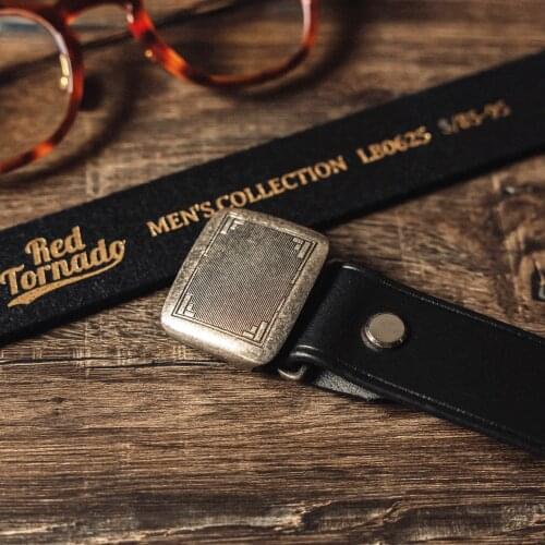 LB0625 Red Tornado Genuine Cowhide Leather Super Thick 5mm Brass Metal Buckle Durable Adjustable Belt