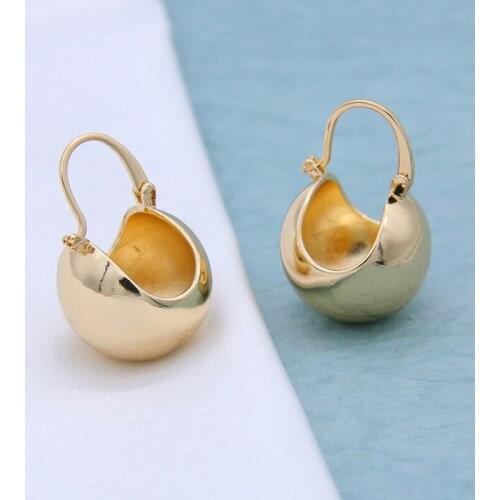 Fashion Glossy Gold Colors Hollow Basket Hoop Earrings Metal Ball Beads Earrings Simple Party Women Jewelry