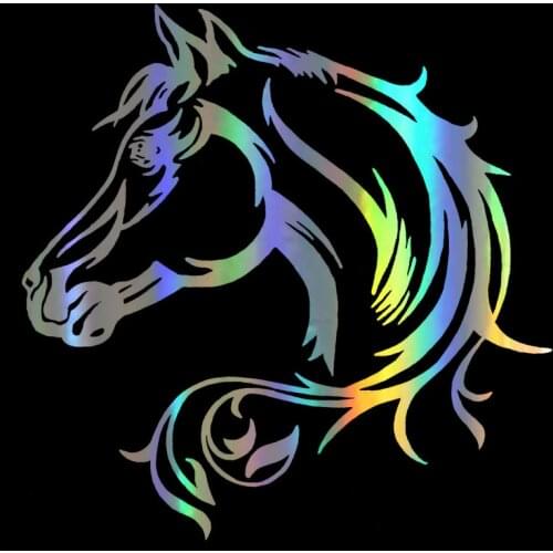 Car Sticker Vinyl 20*20CM Horse Head Beautiful Animal Funny Sticker Decal Reflective Laser Motorcycle Car Styling 3D Stickers