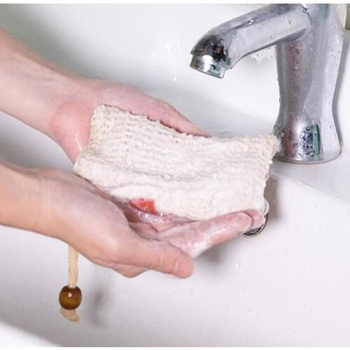 Natural exfoliating Mesh Soap Saver Sisal Soap Saver Bag Pouch Holder for Shower Bath Foaming and Drying of the Soap LX6480