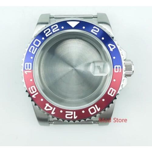 NEW 100M WR GMT 40mm Diver Stainless Fashion Steel Coke Bezel Watch Case Finish Parts Fit DG3804 ETA2836 Mov't Sapphire Glass