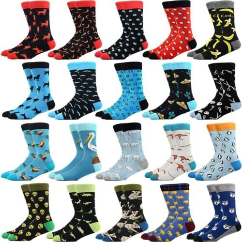 Novelty Mens Funny Alien Socks Casual Dressing Color Pattern Crew Winter Thick Long Socks For Happy Wedding Accessories Gift