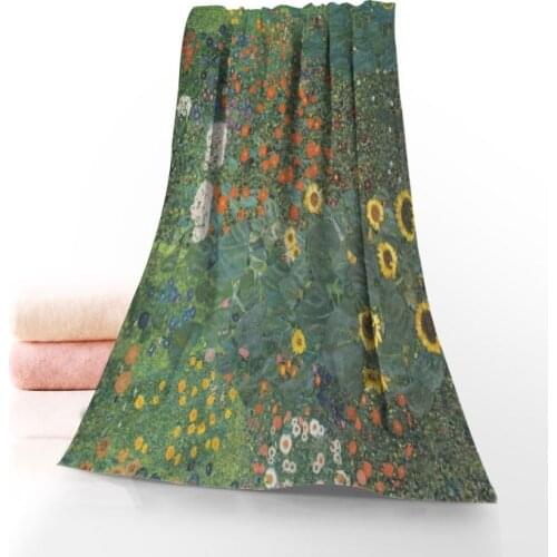 New Custom Gustav Klimt Towel Printed Cotton Face/Bath Towels Microfiber Fabric For Kids Men Women Shower Towels 70X140cm