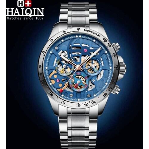 New HAIQIN DESIGN Mens mechanical watches top brand Luxury Automatic watch men skeleton Tourbillon wrist watch men Reloj hombres