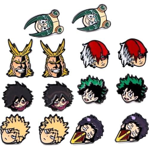 Wholesale 5 Pcs Japanese Anime My Hero Academia Earrings Seven Styles Alloy Personalized Ear Rings for Women Men Jewelery Gifts