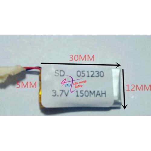 Tablet battery 051230 501230 150MAH BT150 Bluetooth Headset 3.7V lithium polymer battery 37V