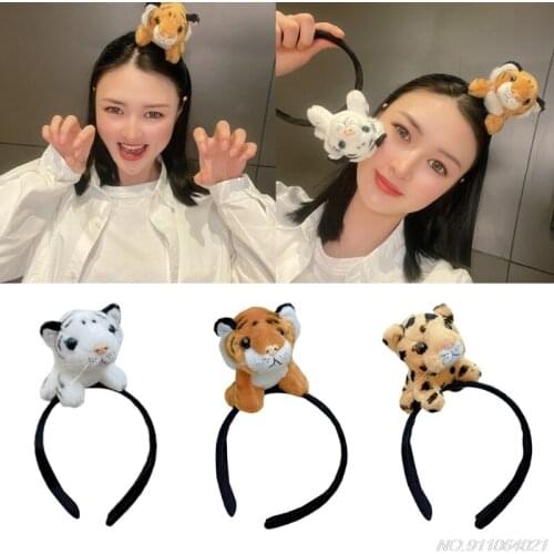 3D Stuffed Cartoon Animal Headbands Soft Faux Plush Animal Pattern Hairband Cute Hair Accessory Cosplay Party Costume wholesales
