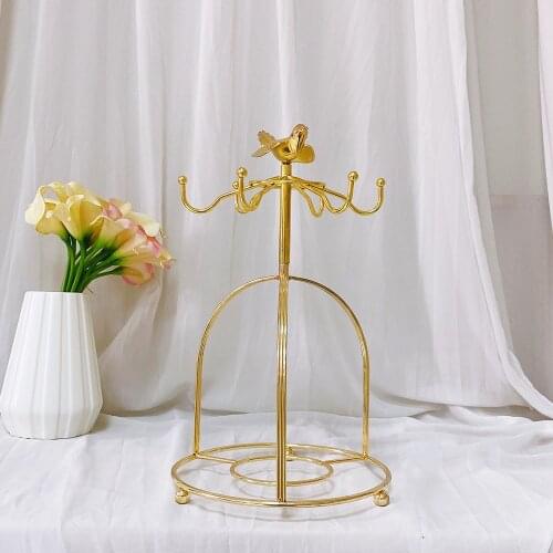 Gold-plated bird coffee cup holder tea set water cup rack flower teacup storage rack rack water cup rack teacup