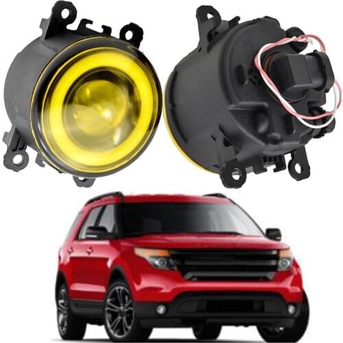 Fog Light Assembly H11 For Ford Explorer 2011-2014 Car Front Bumper LED Lens Fog Lamp Daytime Running fog Lights DRL12Vfoglamps